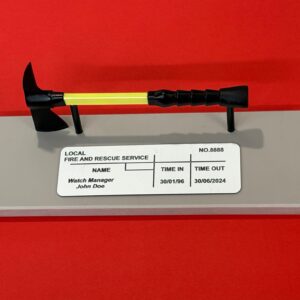 Miniature Modern Firefighter Axe on Base & BA Tally